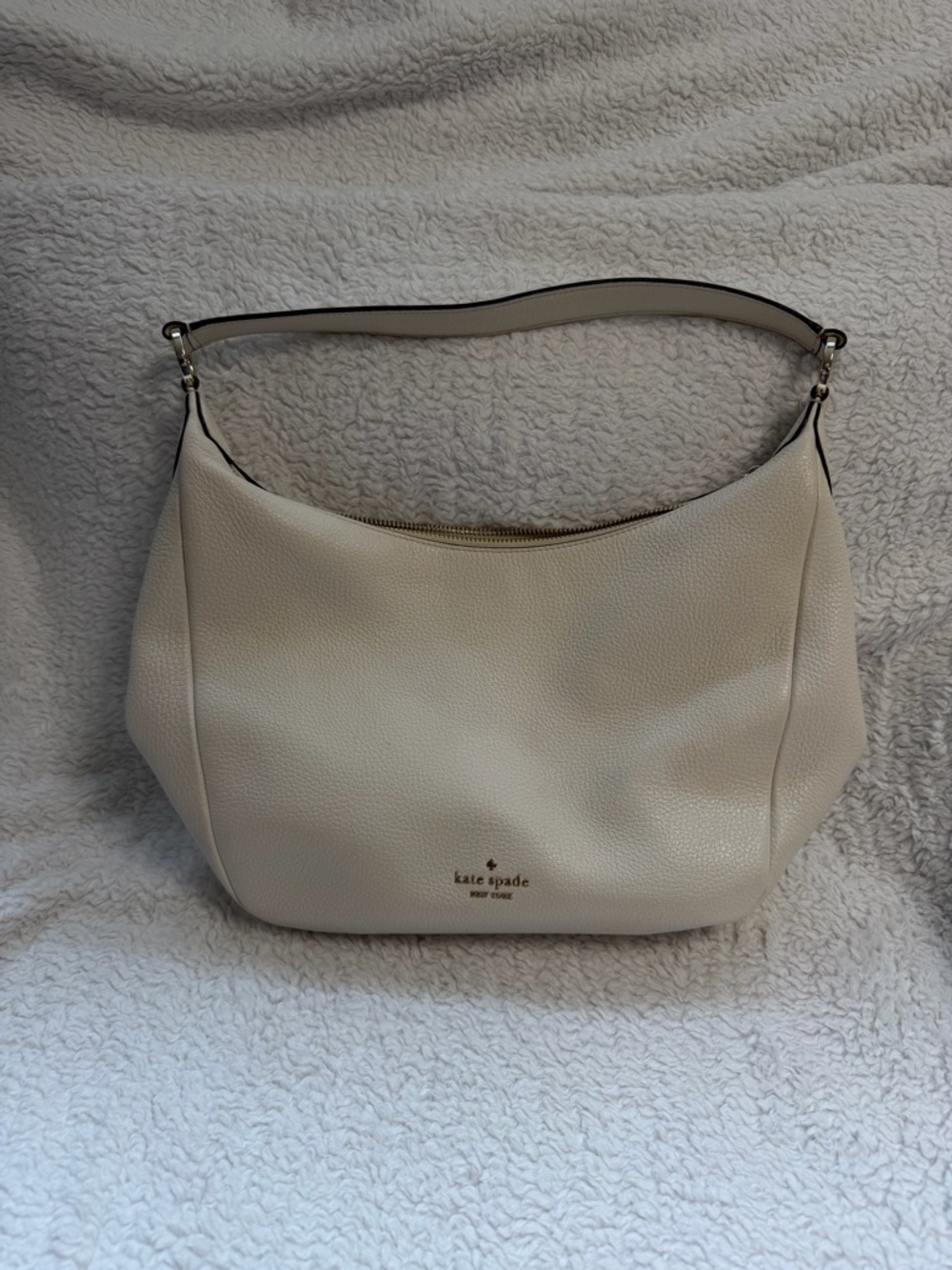 kate spade Cream Pebbled Leather Shoulder Hobo